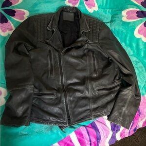 Men's all saints  Black Leather Jacket